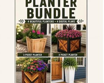 Het 4-pack! Boerderij, Three Piket, The Tall Planter, Plannen plantenbak visgraat, plattegronden plantenbak, plattegronden bloembak, plattegrond plantenbak, plattegrond plantenbak