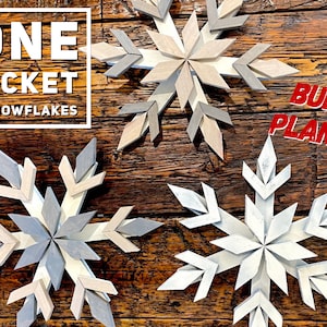 3 Large Snowflakes (16&quot;) From One Picket, One Picket Snowflakes, Christmas Snowflake Build Plans, Build Plans, Woodworking Build Plans, DIY