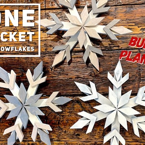 3 Large Snowflakes (16") From One Picket, One Picket Snowflakes, Christmas Snowflake Build Plans, Build Plans, Woodworking Build Plans, DIY