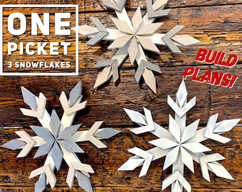 3 Large Snowflakes (16&quot;) From One Picket, One Picket Snowflakes, Christmas Snowflake Build Plans, Build Plans, Woodworking Build Plans, DIY