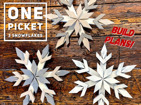 3 Large Snowflakes 16 From One Picket, One Picket Snowflakes, Christmas  Snowflake Build Plans, Build Plans, Woodworking Build Plans, DIY 