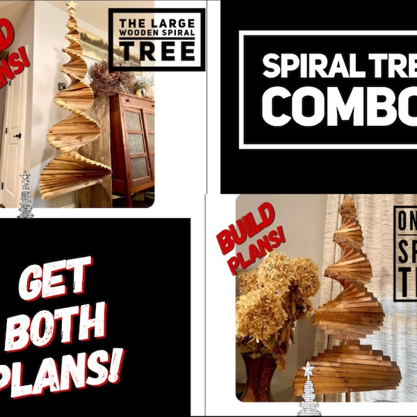 Spiral Tree Combo! Spiral Christmas Tree, Wooden spiral Christmas Tree Plans, DIY Spiral Christmas Tree, One Board Spiral Tree, Build Plan