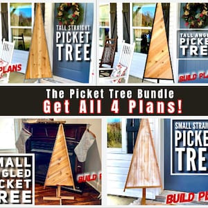 The Picket Tree 4 Plan Bundle, Small and Tall Angled and Vertical Tree Plan Bundle, Bundle of Picket Tree Plans, Wood Tree Plans, DIY