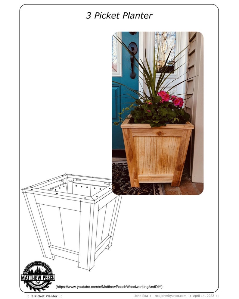 Three Picket Box Planter Plans Fence Picket Planter Plans Etsy