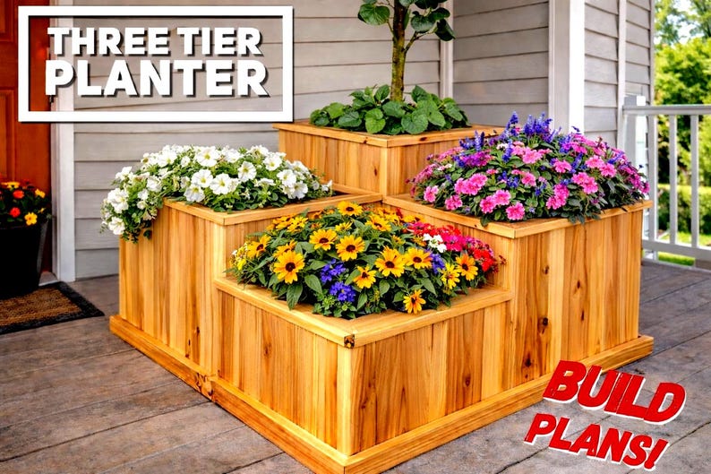 Three Tier Planter Plans, Multi-Tier Planter, Fence Picket Planter Plans, Garden Planter Plans, Flower Box Plans, DIY Flower Box, Herb box image 10