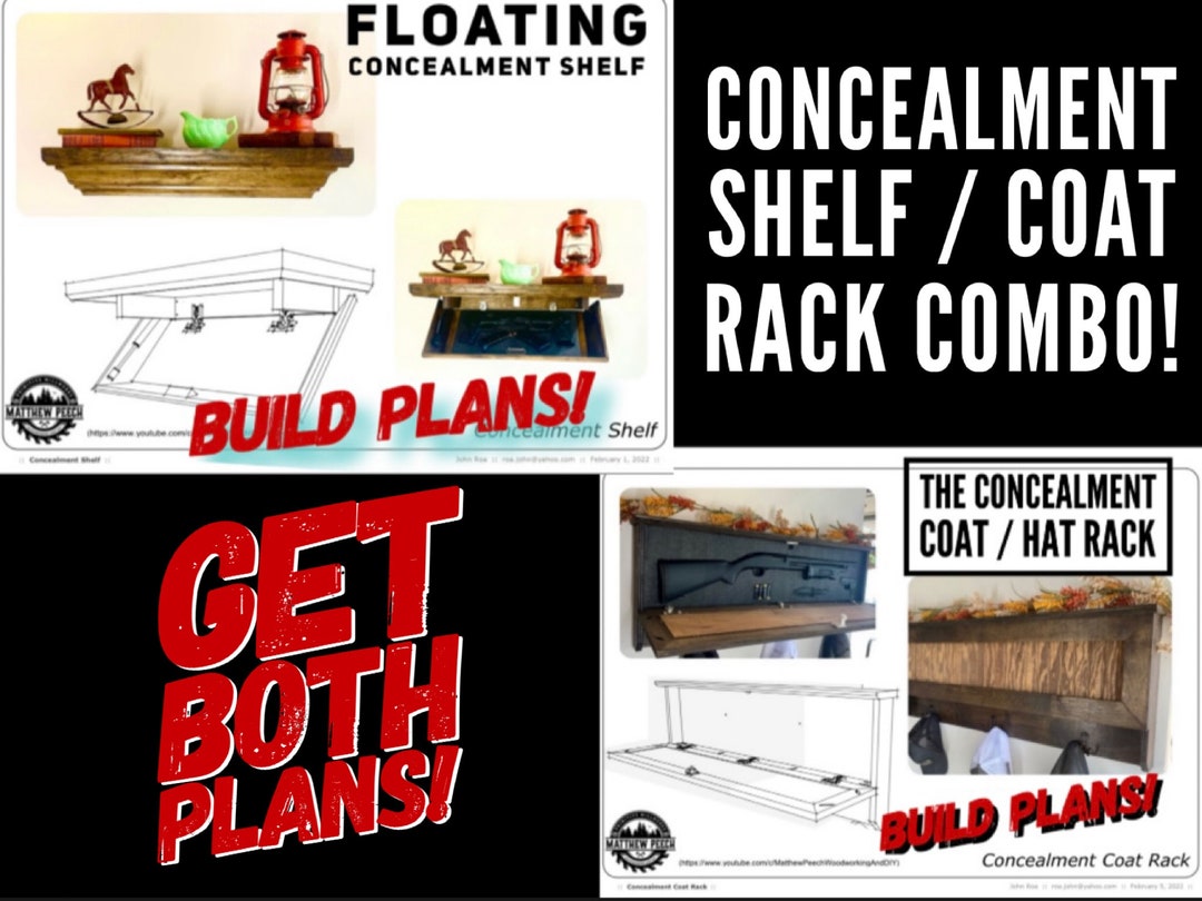 Concealment Coat Rack and Floating Shelf Plan Bundle / Concealment