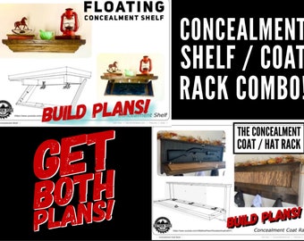 Concealment Coat Rack and Floating Shelf Plan Bundle / Concealment Furniture Plans / Concealment Shelf Plans / Concealment Coat Rack Plans