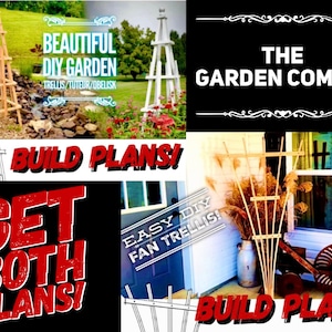 Garden Fan Trellis And Obelisk Plan Bundle / Garden Fan Trellis / Obelisk / Obelisk Plan / Trellis Plan / Build Plan / Garden Build Plans