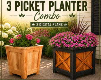 The Farmhouse And The Three Picket Box Planter Plans, Fence Picket Planter Plans, Garden Planter Plans, Flower Box Plans, DIY Flower Box