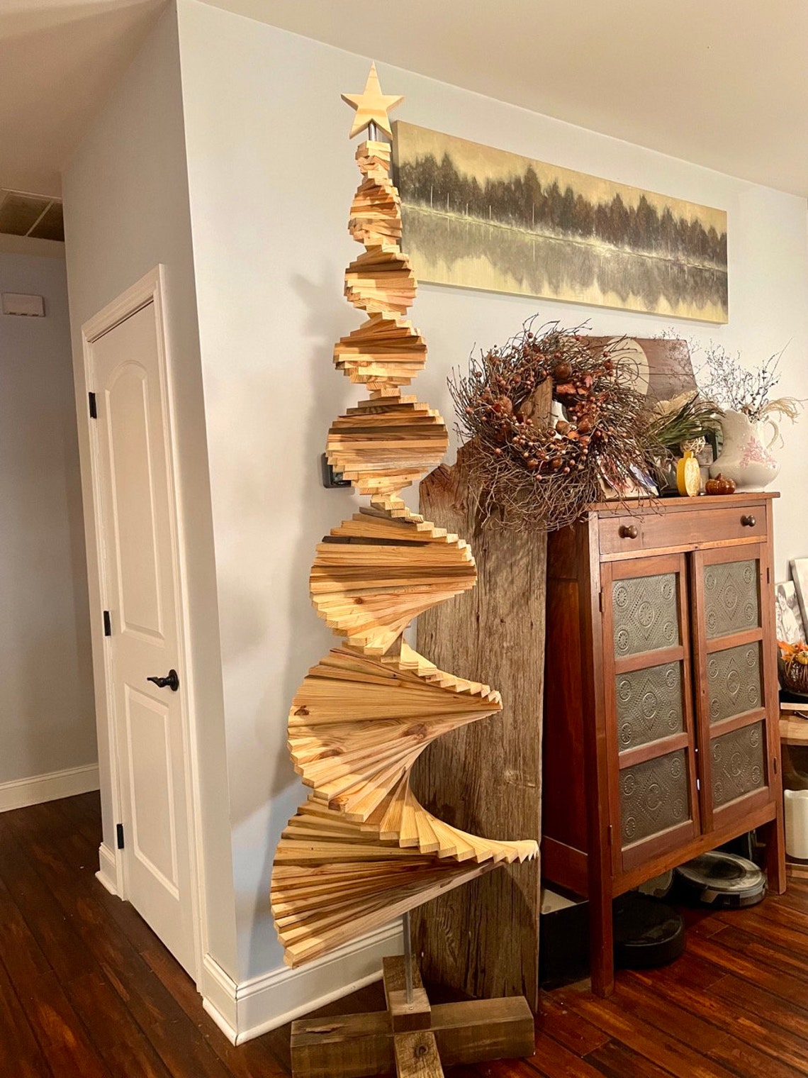 Large Wooden Spiral Tree Spiral Christmas Tree Wooden Spiral Etsy