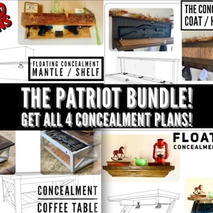 All 4 Concealment Plans! Plan Bundle / Concealment Mantle Plans / Concealment Shelf Plans /Coat Rack Plans / Concealment Table Plans