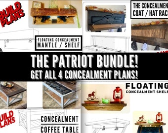 All 4 Concealment Plans! Plan Bundle / Concealment Mantle Plans / Concealment Shelf Plans /Coat Rack Plans / Concealment Table Plans