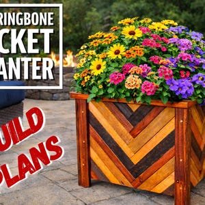 Herringbone Picket Planter Plans, Fence Picket Planter Plans, Garden Planter Plans, Flower Box Plans, Garden Plans DIGITAL PLANS