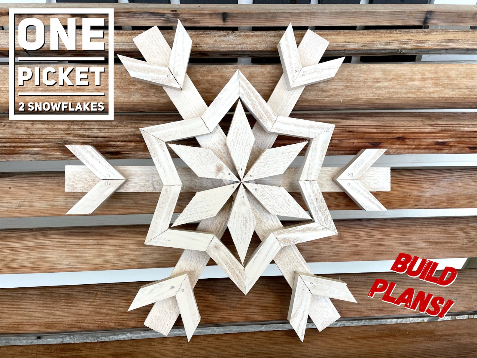 One Picket 2 Large Snowflakes (16