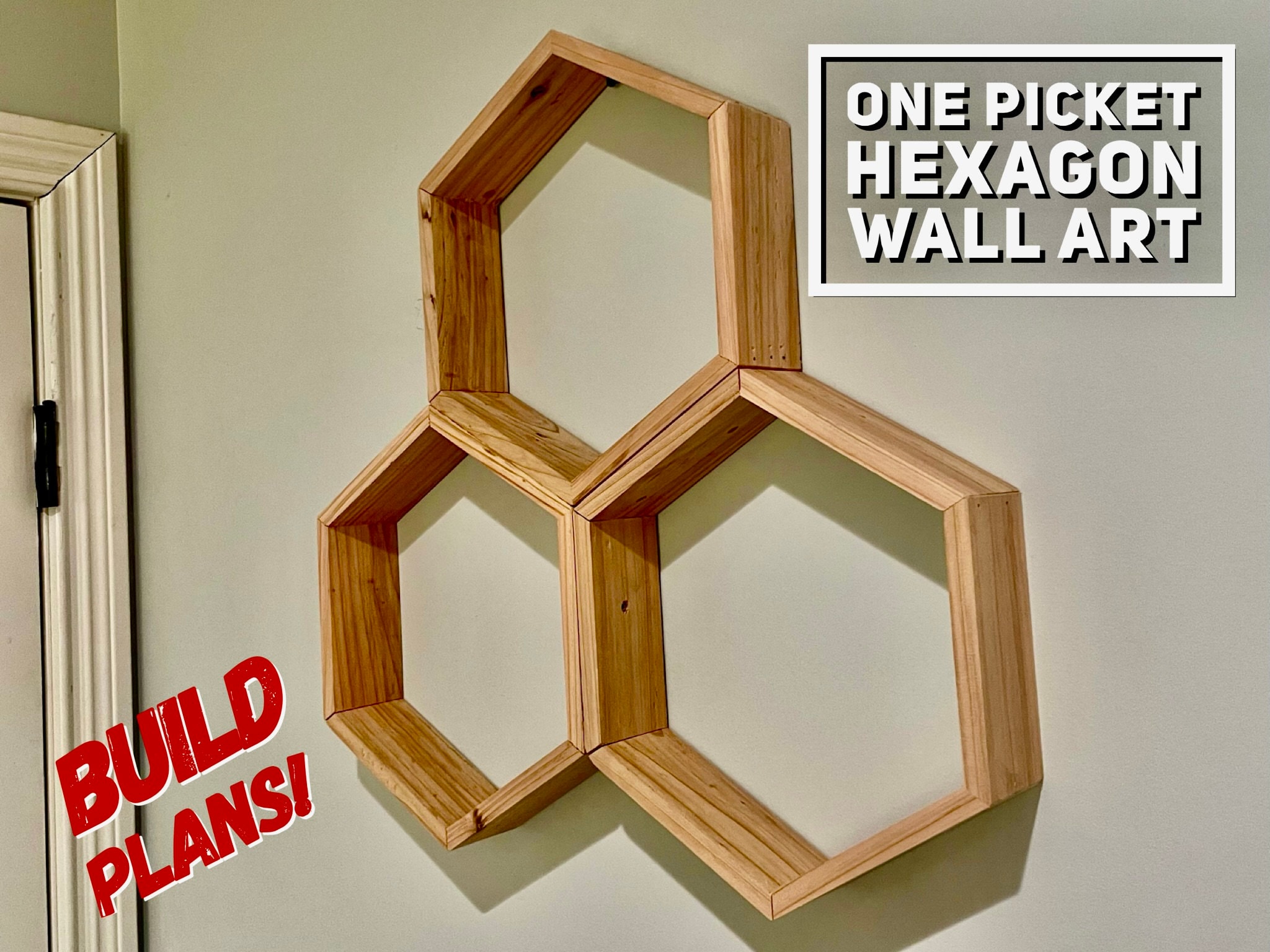 1 Picket Hexagon Shelf/Wall Art Plans, Hexagon Plans, Decor Plans, Build Plans, Woodworking Plans, DIY Woodworking Plans, Wood Star Plans