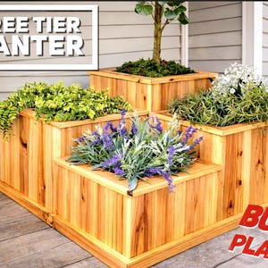 Three Tier Planter Plans, Multi-Tier Planter, Fence Picket Planter Plans, Garden Planter Plans, Flower Box Plans, DIY Flower Box, Herb box