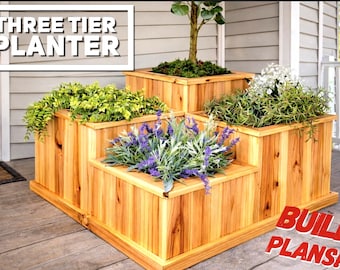 Three Tier Planter Plans, Multi-Tier Planter, Fence Picket Planter Plans, Garden Planter Plans, Flower Box Plans, DIY Flower Box, Herb box