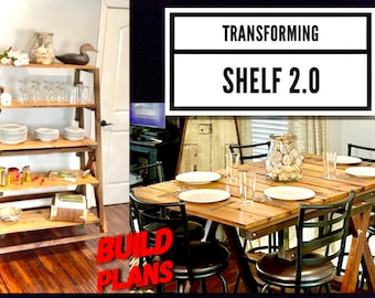 Transforming Shelf 2.0 Plans, Transforming Shelf/Table Plans, Small Convertible Table/Shelf Build Plans, 2.0 Transforming Shelf Plans, Peach