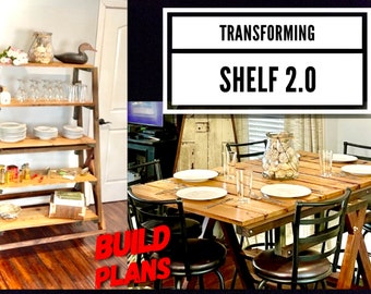 Transforming Shelf 2.0 Plans, Transforming Shelf/Table Plans, Small Convertible Table/Shelf Build Plans, 2.0 Transforming Shelf Plans, Peach