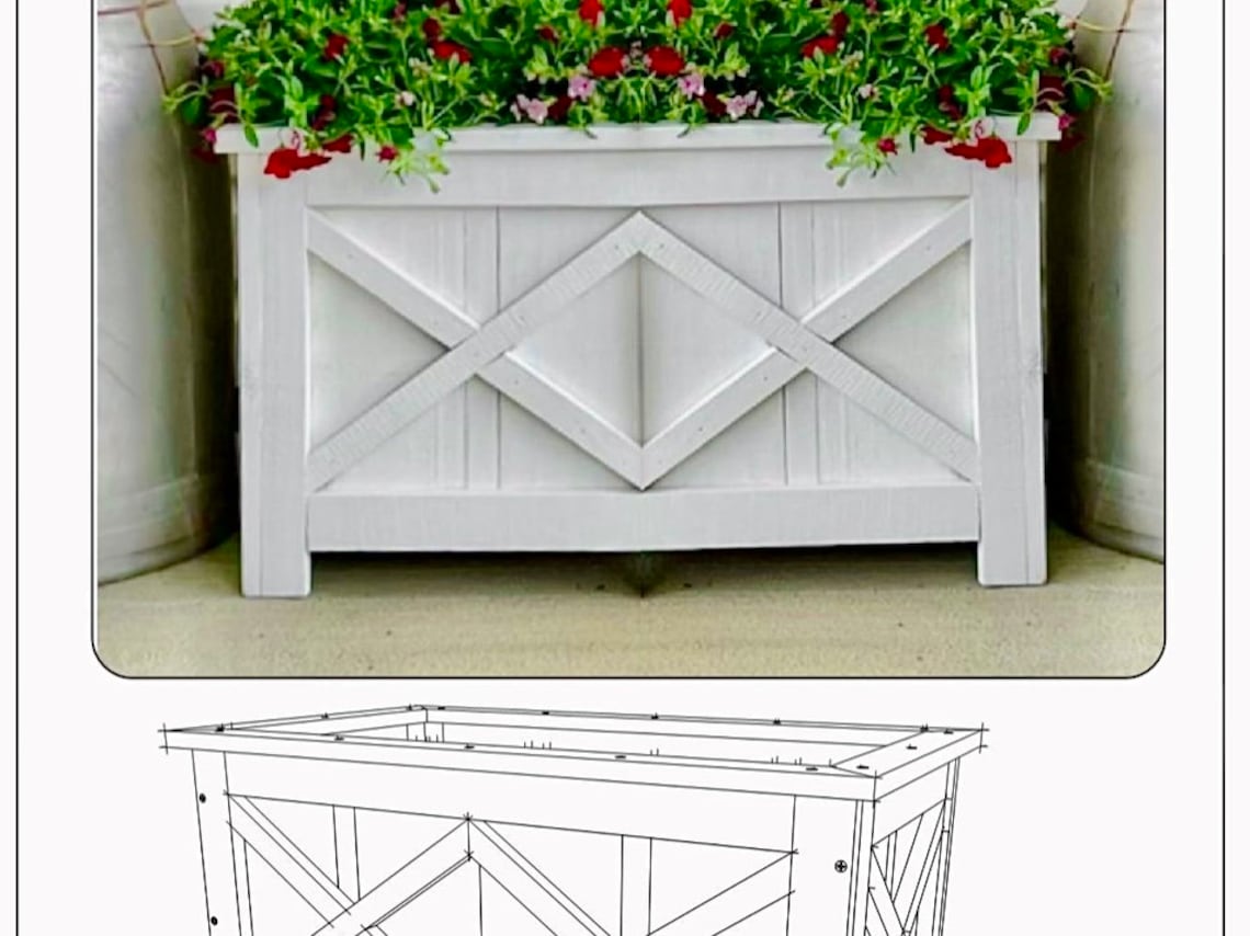 Wide Farmhouse Picket Box Planter Plans Fence Picket Planter Etsy