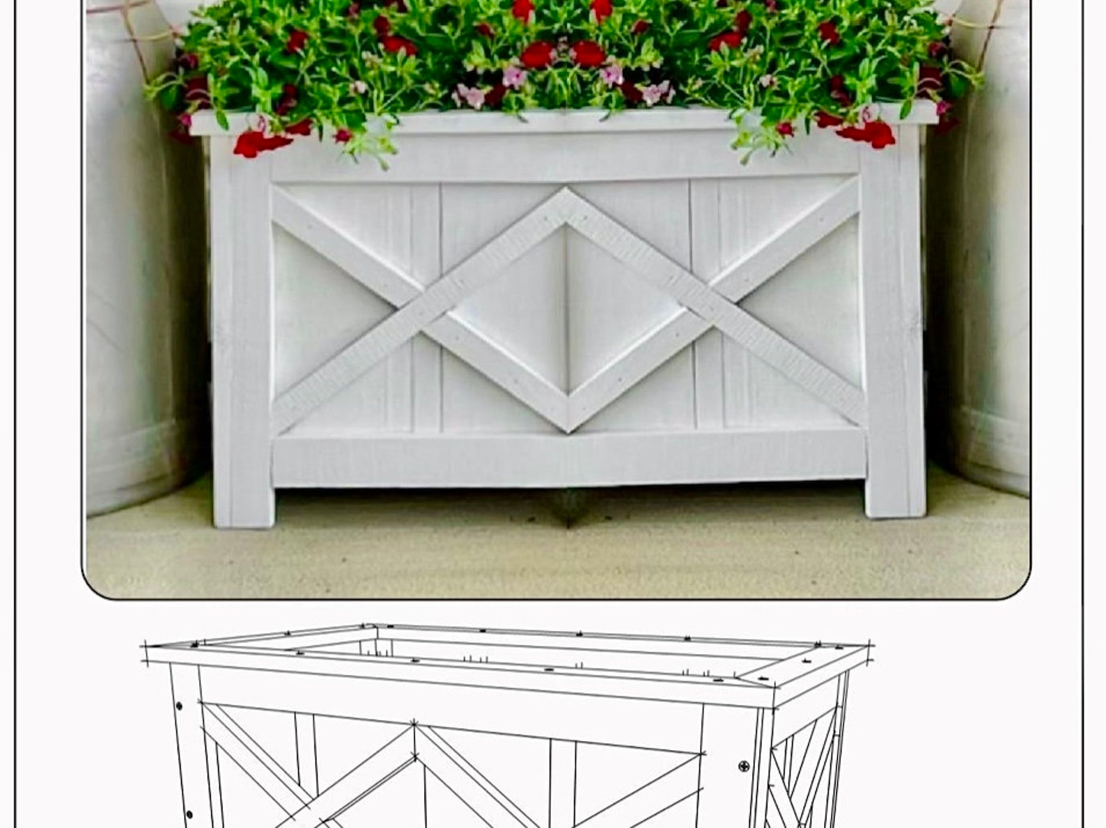Wide Farmhouse Picket Box Planter Plans Fence Picket Planter Etsy