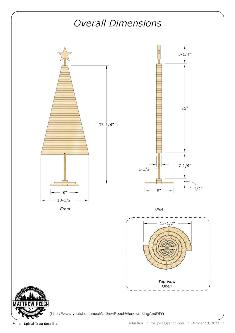 One 2x4 spiral tree plan, Spiral Christmas Tree plan, Wooden spiral Christmas Tree Plans, DIY Spiral Christmas Tree, One Board Spiral Tree zdjęcie 2