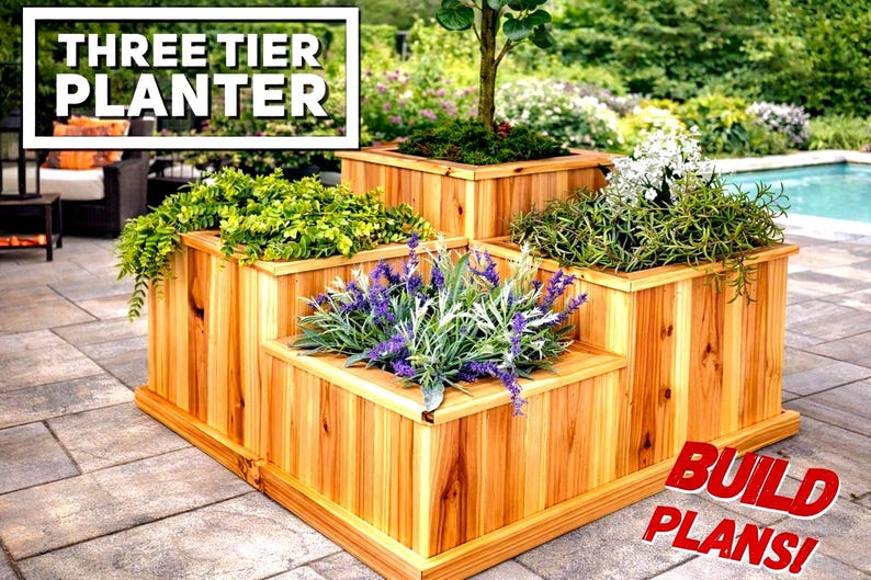 Three Tier Planter Plans, Multi-Tier Planter, Fence Picket Planter Plans, Garden Planter Plans, Flower Box Plans, DIY Flower Box, Herb box image 9