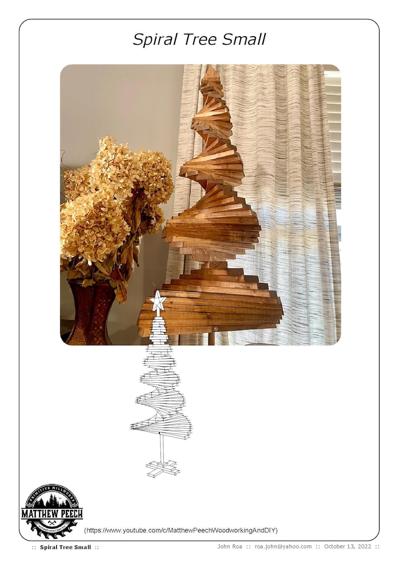 One 2x4 spiral tree plan, Spiral Christmas Tree plan, Wooden spiral Christmas Tree Plans, DIY Spiral Christmas Tree, One Board Spiral Tree zdjęcie 6