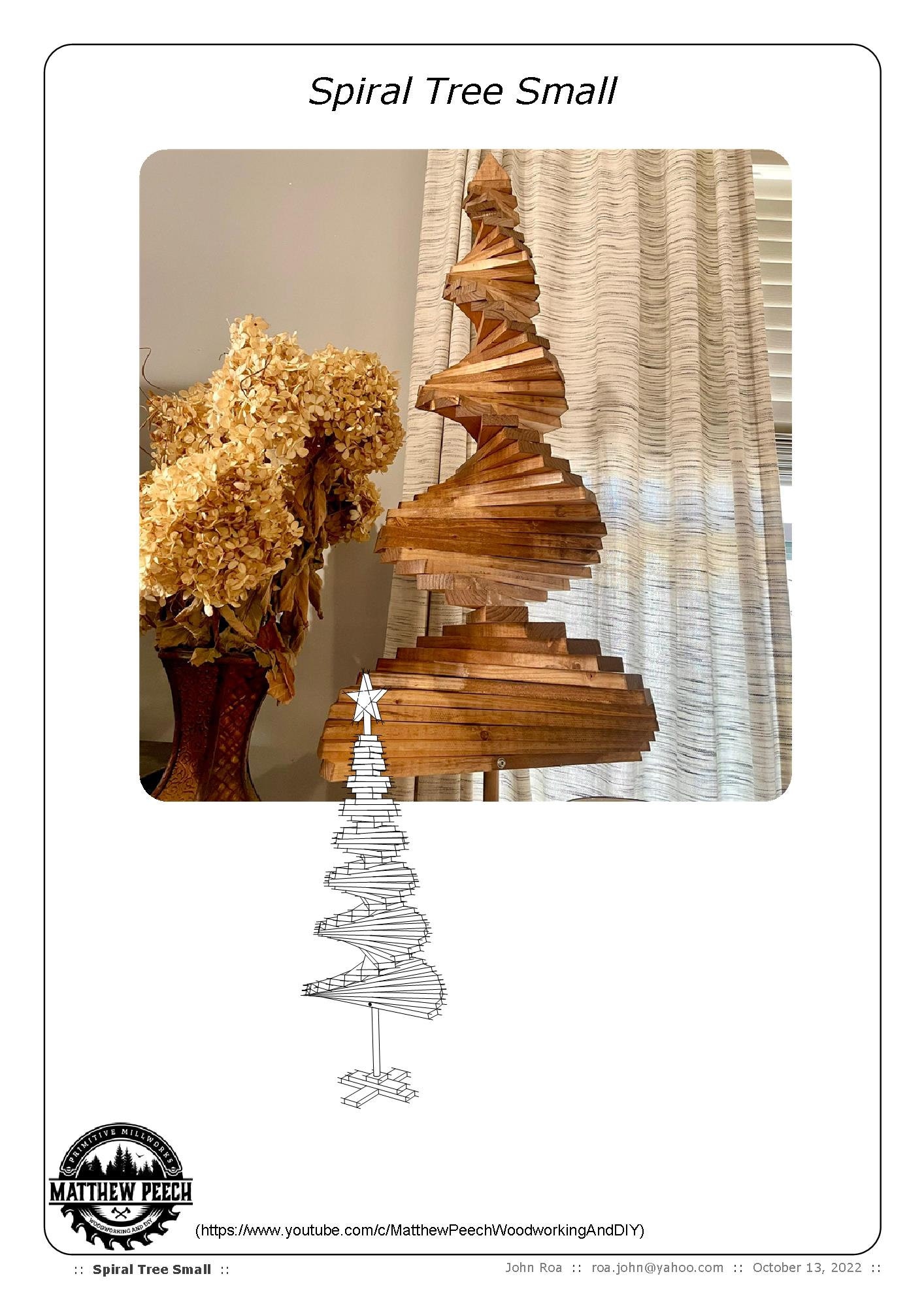 One 2x4 Spiral Tree Plan, Spiral Christmas Tree Plan, Wooden Spiral ...
