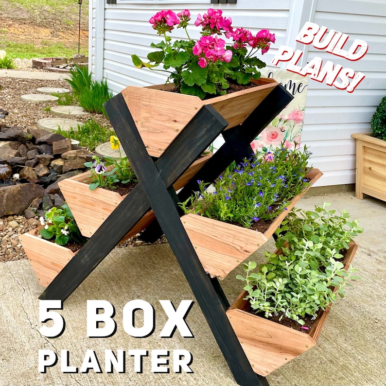 5 Box Tier Planter Plans Multitier Planter Fence Picket Etsy Canada
