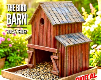 Bird Feeder/Bird House/Bird Barn DIGITAL Plans, Bird Barn- Bird house/feeder in one DIGITAL PLAN