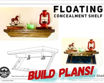Floating Concealment Shelf Plans / Woodworking Plans Floating Concealment Shelf / Build plans for Concealment Shelf / Concealment Shelf Plan