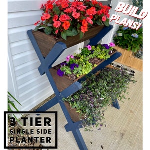 3 Tier Single Sided Planter Plans, Multi-Tier Planter, Fence Picket Planter Plans, Garden Planter, Flower Box Plans, DIY Herb Box