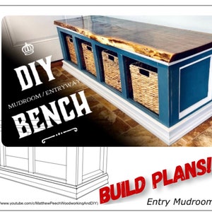 DIY Mudroom Bench Plans / Bench Plans / Laundry Bench Plans / Build Plans / Woodworking Plans / DIY Plans / Entry Bench / Entryway Bench