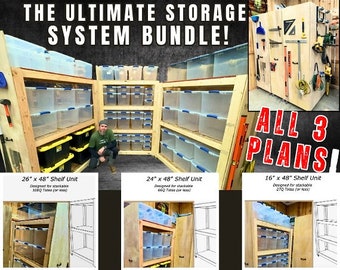 The Ultimate Storage System Plans, Storage unit plans, Pull out storage plans, Mobile Storage Plans for Garage, Storage Solution Plans