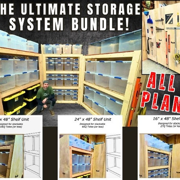 The Ultimate Storage System Plans, Storage unit plans, Pull out storage plans, Mobile Storage Plans for Garage, Storage Solution Plans