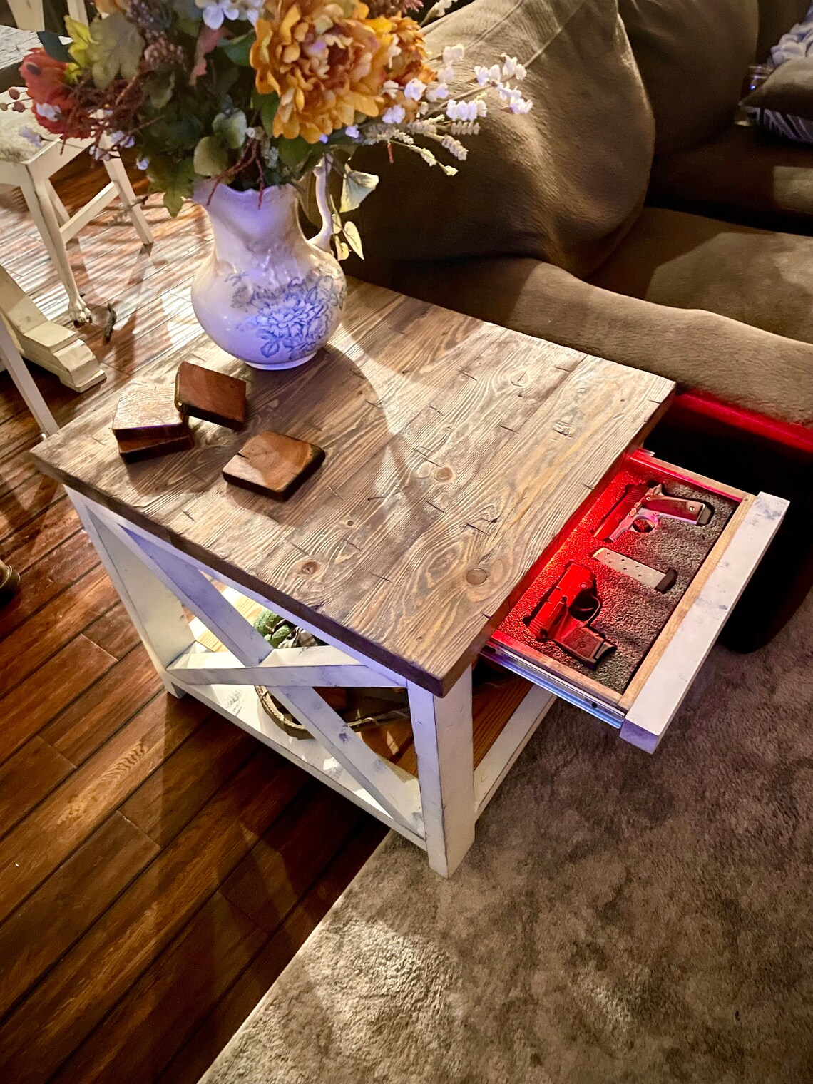 The Concealment Farmhouse End Table/side Table Concealment Etsy