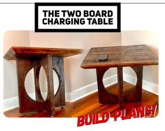 Two Board Table With Optional Wireless Charger Plans,  Table Build Plans, Side Table Plans, Build Plans, Woodworking Build Plans
