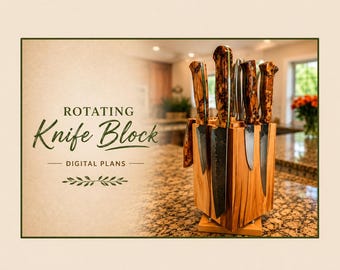 Rotating Magnetic Knife Block Digital Plans, Magnetic Knife Organizer Digital Plans