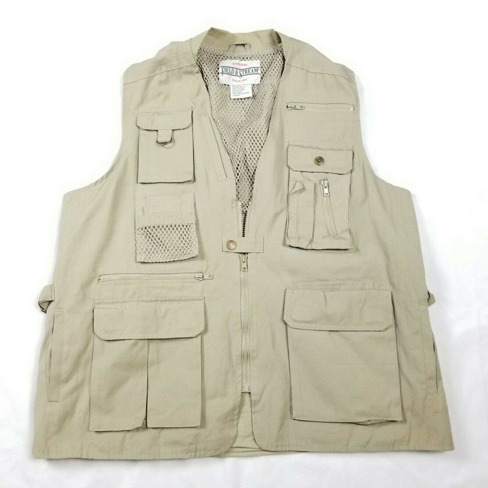 VINTAGE Field & Stream Fishing Vest Mens Size 2XL Tan Outdoor Etsy
