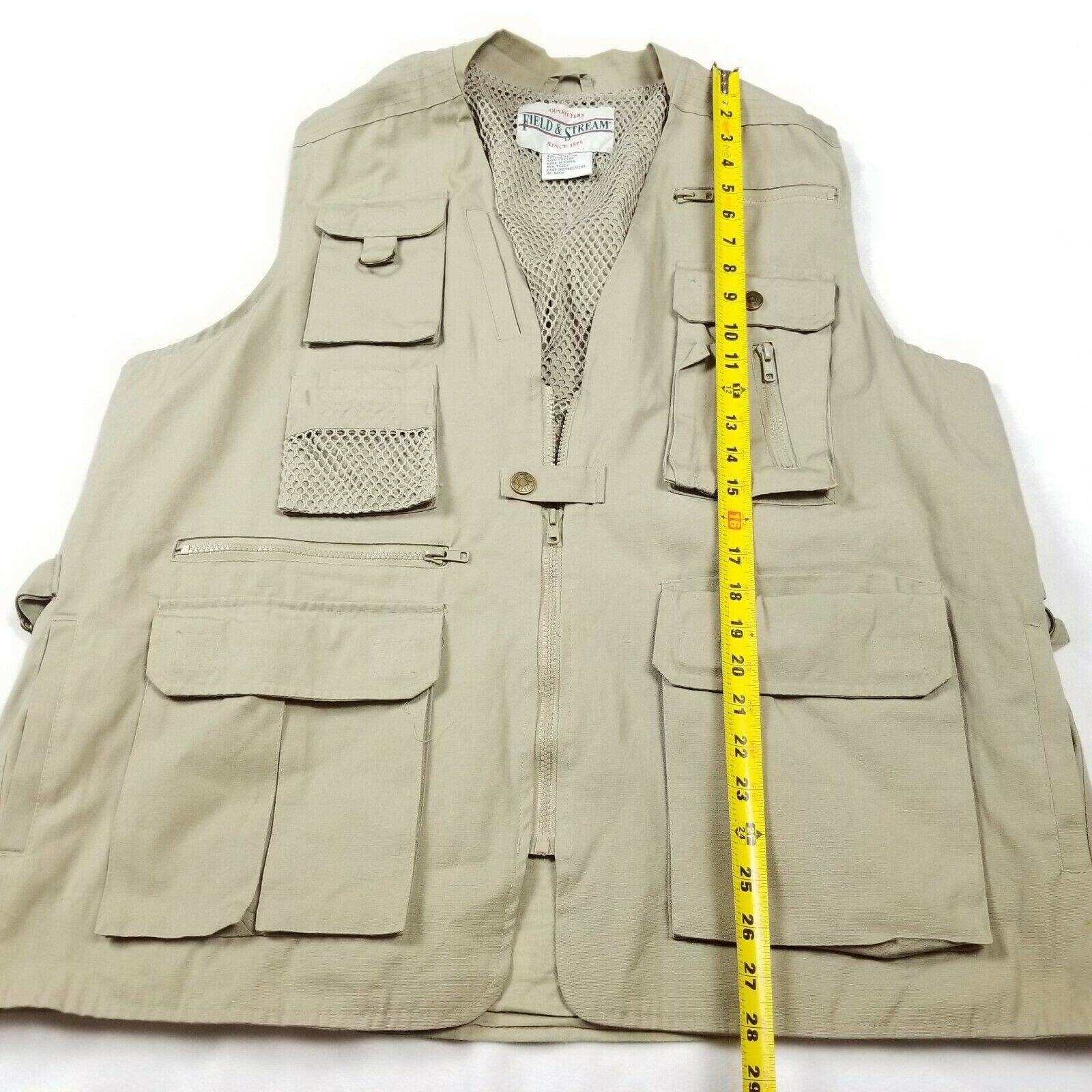 VINTAGE Field & Stream Fishing Vest Mens Size 2XL Tan Outdoor Etsy