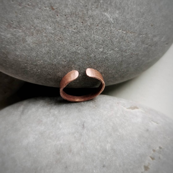 Simple Upcycled Copper Healing Ring, Minimalist Healing Copper Jewellery, Adjustable Magic Talisman Ring