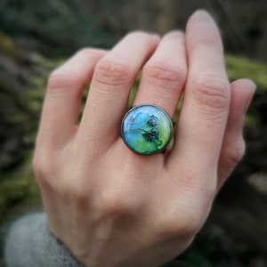 Forget-me-not  Ring, Resin Botanical Jewellery, Pressed Plant Unique Ring, Gift for Her, Bohemian Jewellery, Real Flower Ring