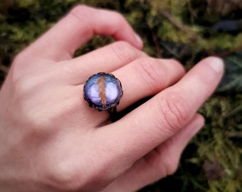 Anillo con diseño de helecho botánico, helecho prensado, bronce vintage, ajustable