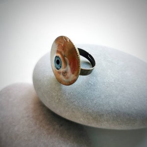 Handmade Recycled Doll Eye Ring, Handpainted Resin Talisman image 4