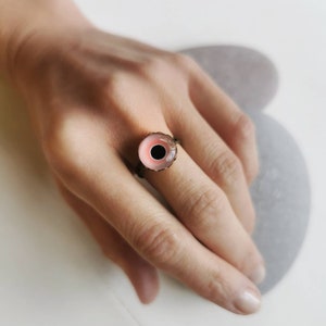 Glass eye ring, pink eye ring, protective talisman, evil eye, boho ring, bohemian jewellery