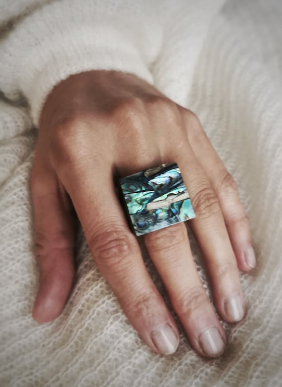 Mother of Pearl Handmade Minimal Simple Ring, Nacre Handmade