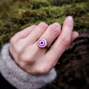 Pink eye ring, eye ring,eye ring, protective talisman, evil eye, boho ring, bohemian jewellery, recycled jewellery