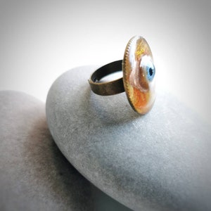 Handmade Recycled Doll Eye Ring, Handpainted Resin Talisman image 5