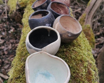 Fungi Ceramic Cups, Organic Shape Handmade Cup Set of 6, Forest inspired design, Contemporary Ceramic Object, Ooak Ceramics